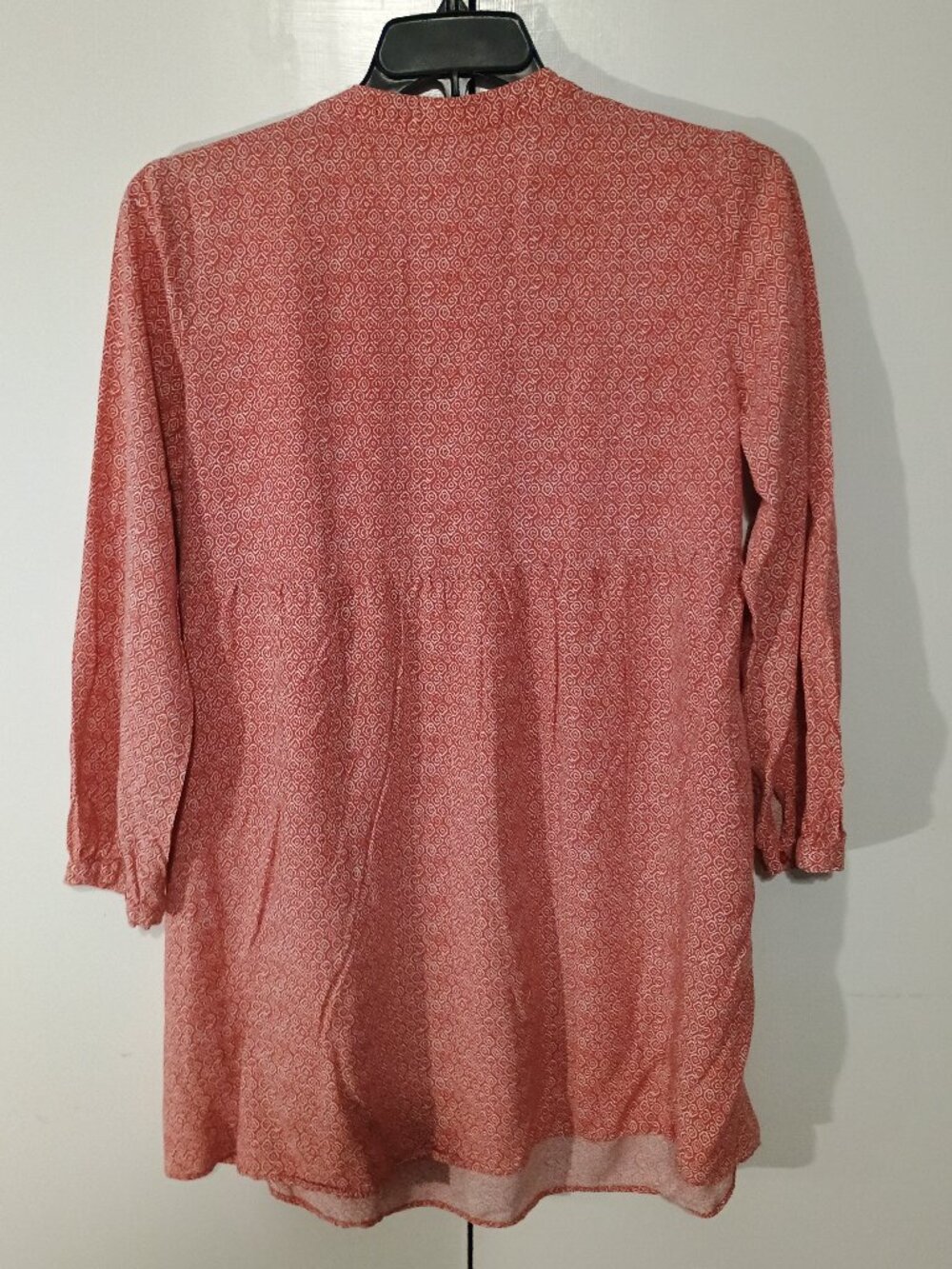 Old Navy Coral Geometric Boho Mini Dress Women’s Large Rayon Viscose 3/4 Sleeve - Picture 3 of 7